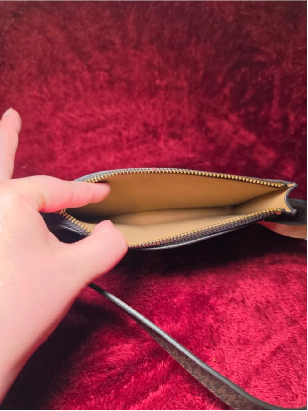 Michael Kors Brown Monogram Clutch Wristlet Belt Bag with Belt and Chain